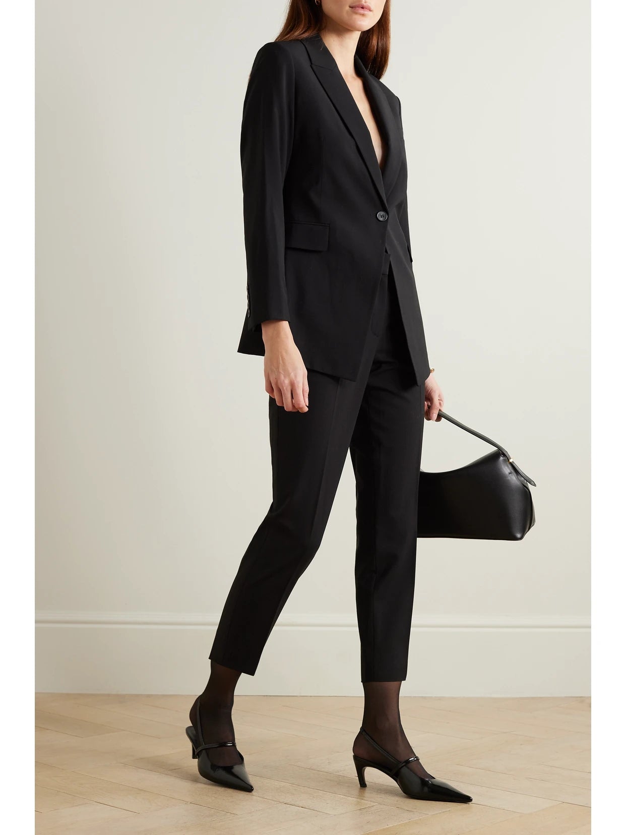 Image of Coats & Jackets. Product name - Etiennette Grain De Poudre Wool-blend Blazer in Black colour by brand - Theory