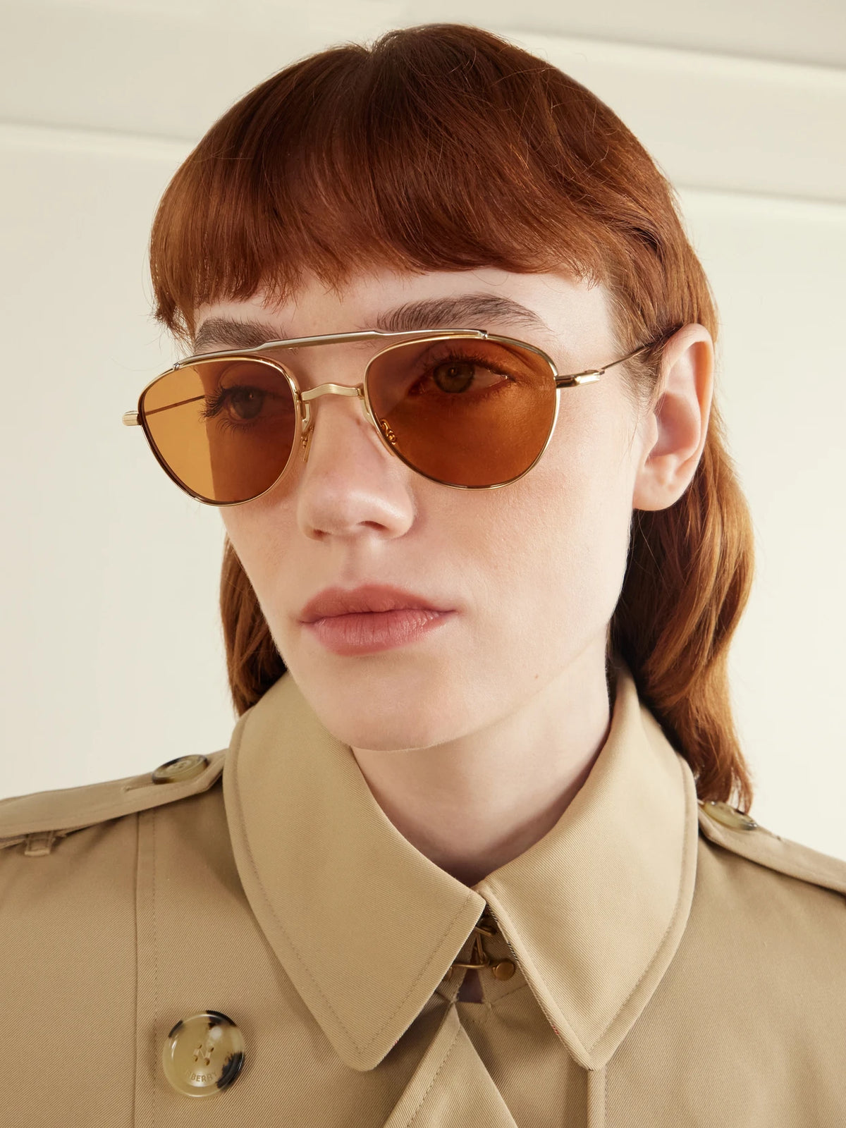 Image of Sunglasses. Product name - Flynn Double-bridge Aviator-style Gold-tone Titanium Sunglasses in Multi colour by brand - Jacques Marie Mage