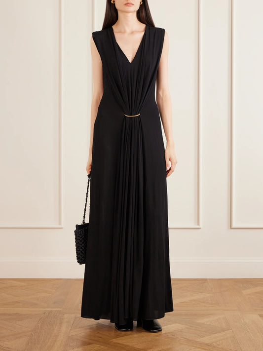 Image of Dresses. Product name - Gathered Embellished Stretch-jersey Maxi Dress in Black colour by brand - Sportmax
