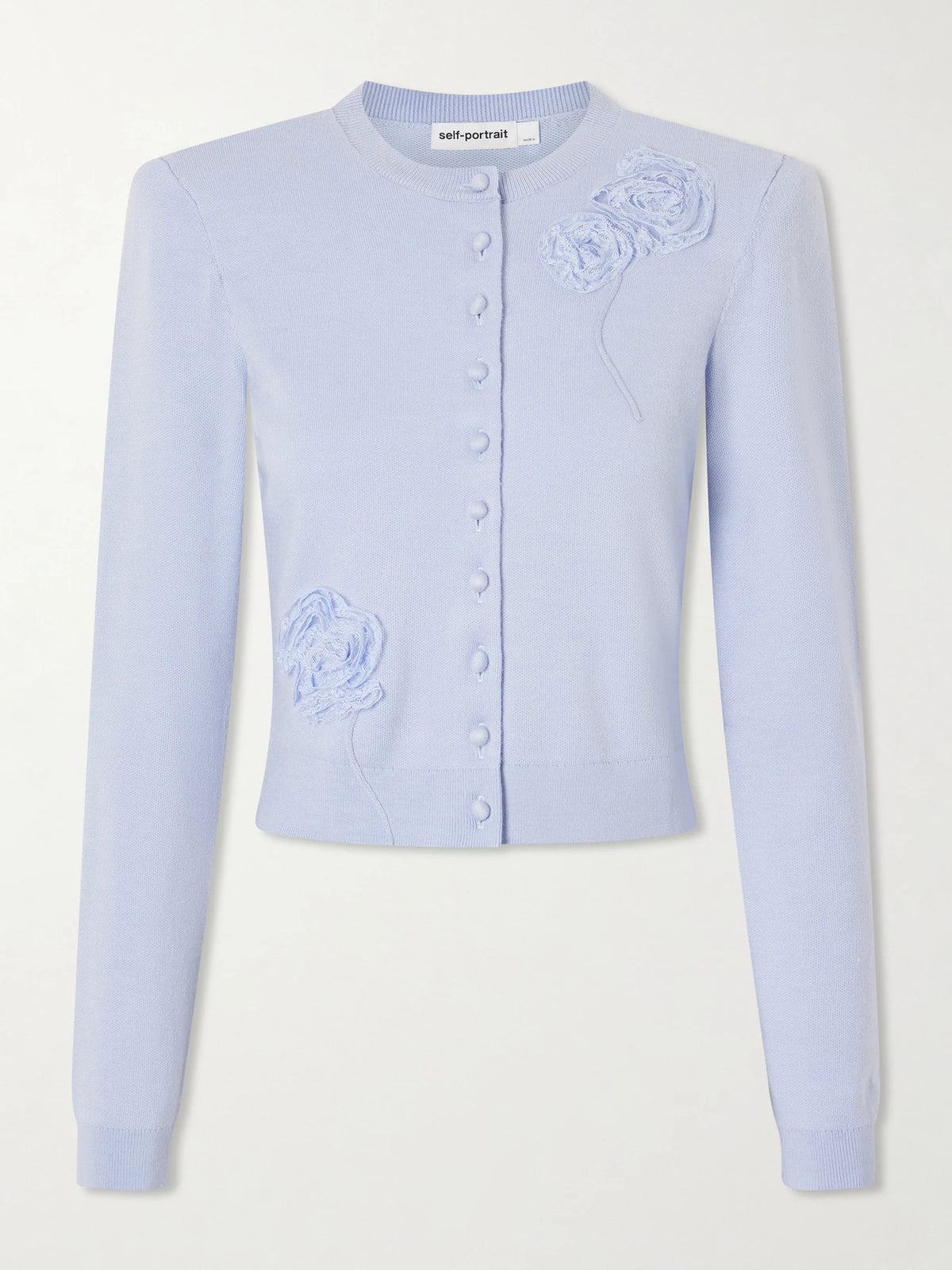 Self-Portrait Appliquéd Knitted Cardigan
