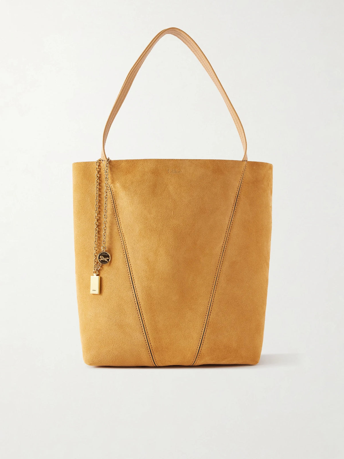 Spin Embellished Paneled Suede Tote