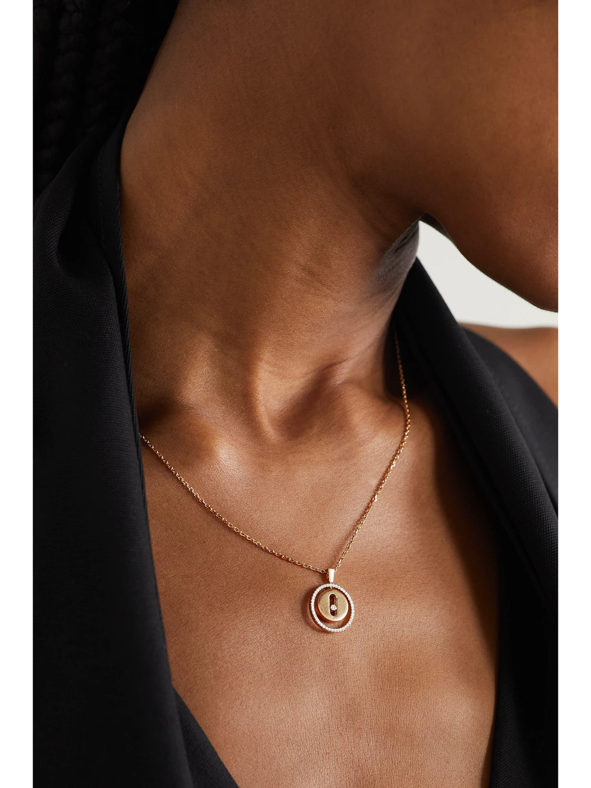 Image of Necklaces. Product name - Lucky Move 18-karat Rose Gold Diamond Necklace in Multi colour by brand - Messika