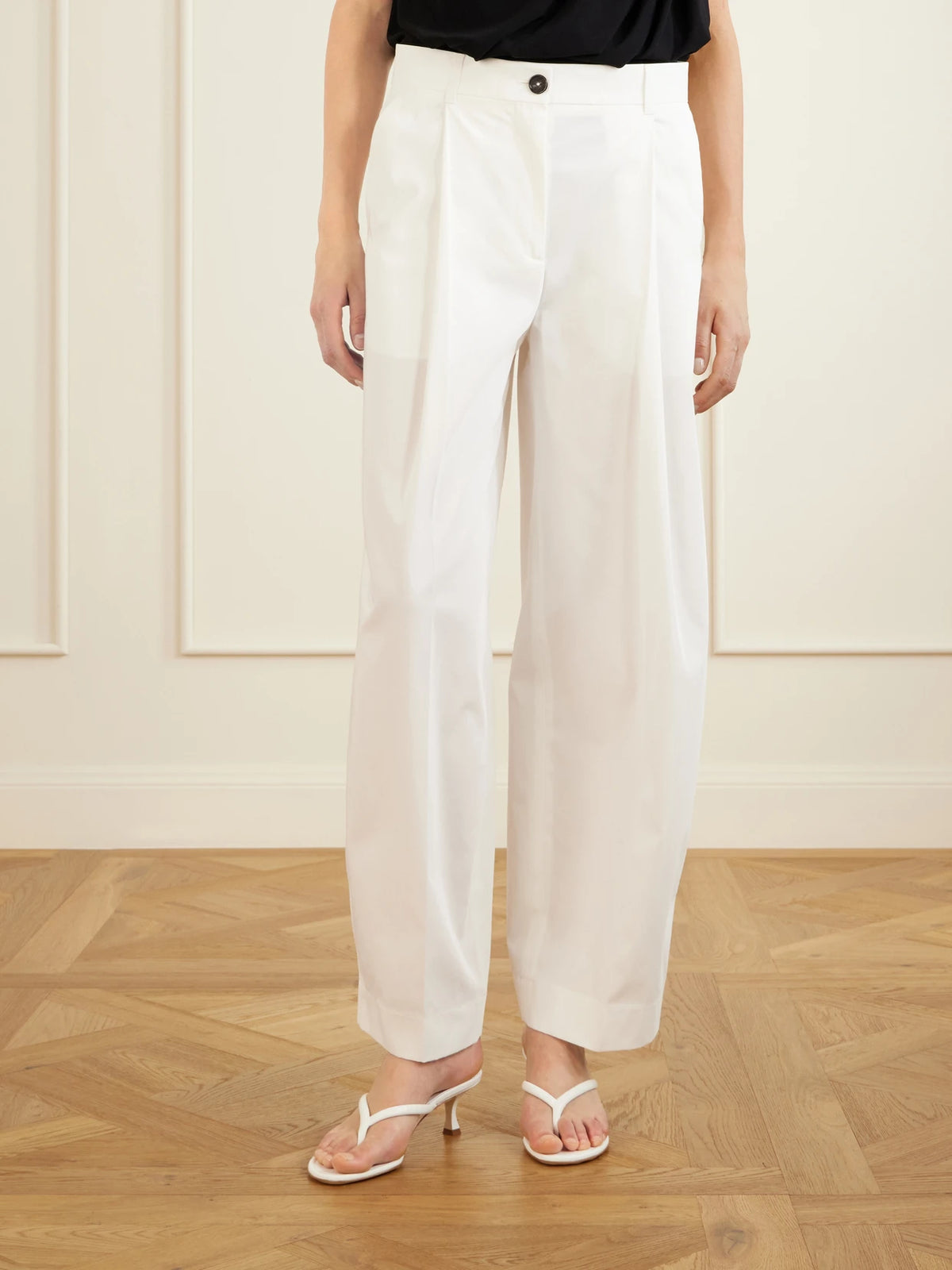 TOTEME Pleated Cotton Wide-leg Trousers