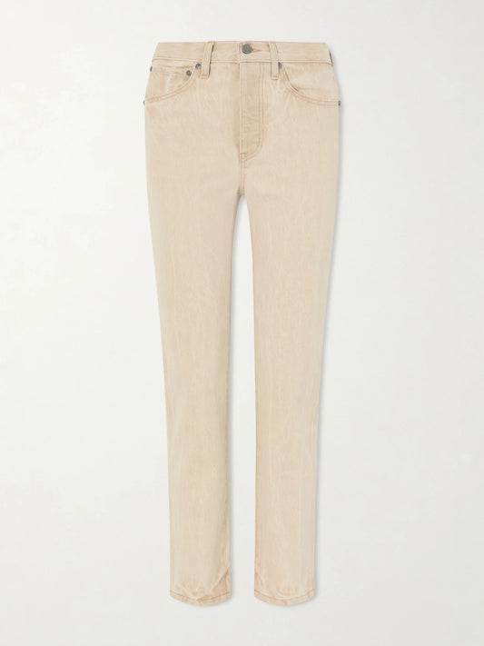 Image of Jeans. Product name - Finley Straight-leg Jeans in Beige colour by brand - KHAITE