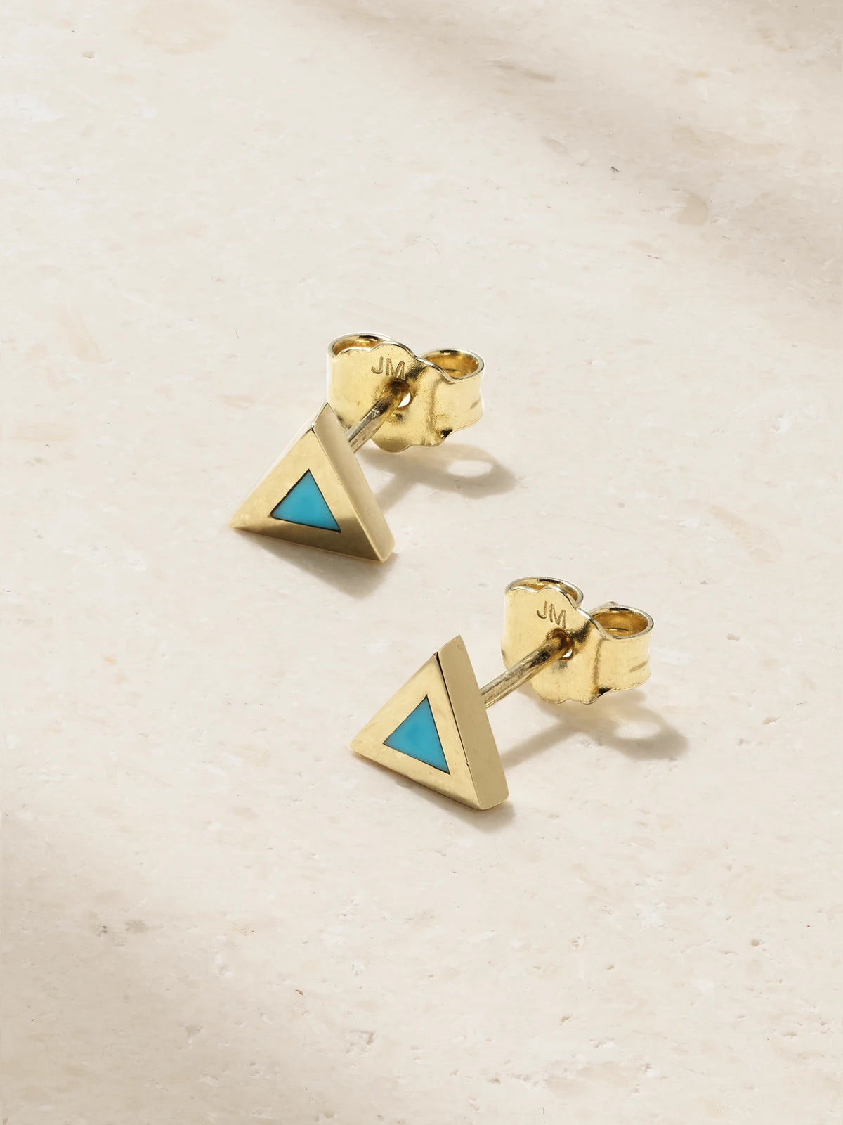 Mini Triangle 18-karat Gold Turquoise Earrings