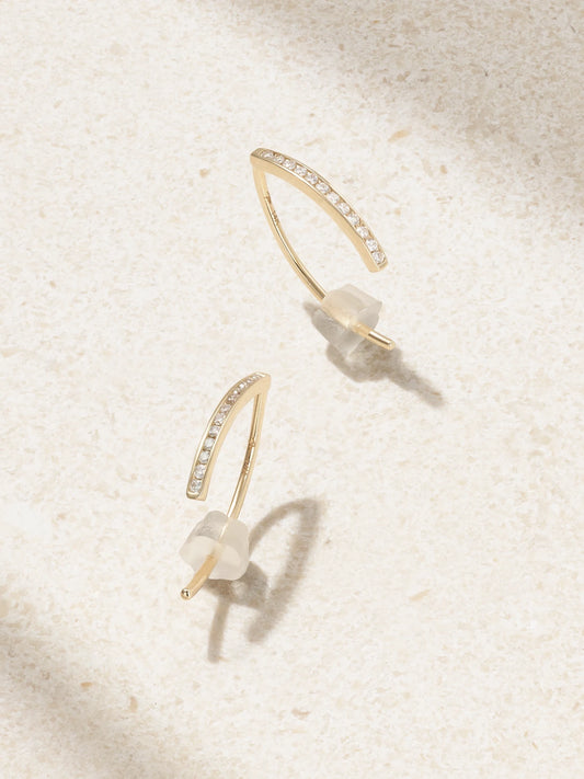 Wishbone 14-karat Recycled Gold Diamond Earrings