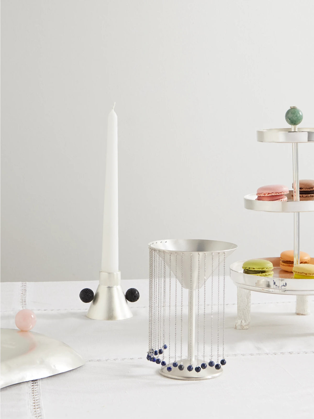 Image of Tableware. Product name - + Taller Marmo Celebration Fringed Silver-plated And Lapis Lazuli Margarita Glass in Multi colour by brand - Natalia Criado