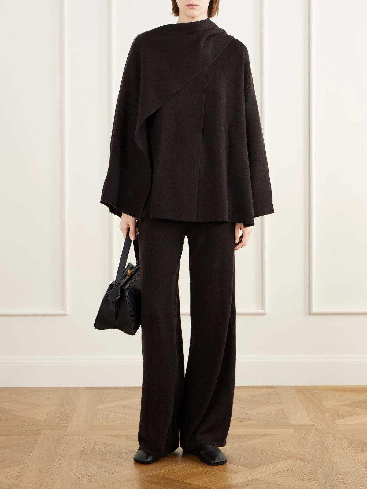 Image of Coats & Jackets. Product name - Nessa Scarf-detailed Double-faced Cashmere Coat in Brown colour by brand - LISA YANG