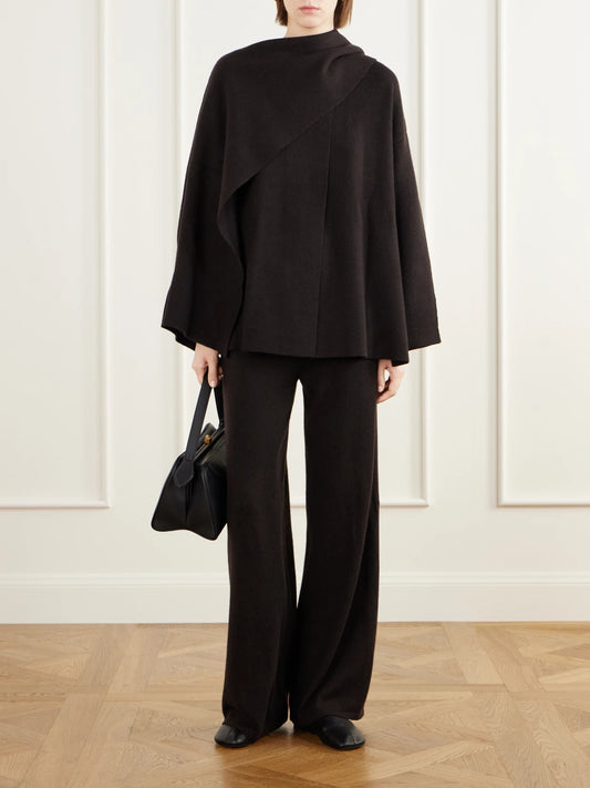 Image of Coats & Jackets. Product name - Nessa Scarf-detailed Double-faced Cashmere Coat in Brown colour by brand - LISA YANG