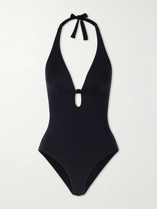 Image of Swimwear. Product name - Harmony Embellished Cutout Swimsuit in Black colour by brand - Eres