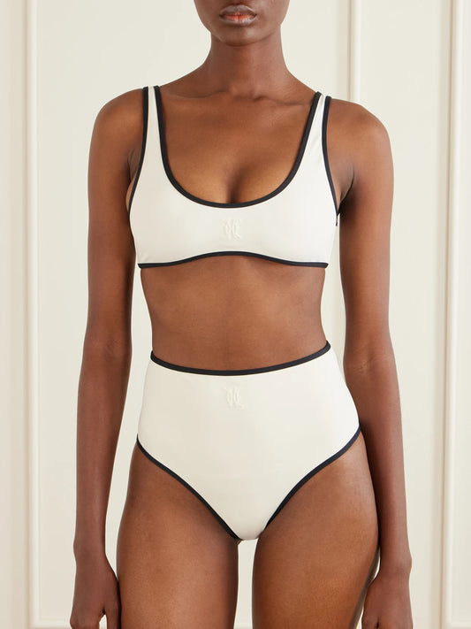 Image of Swimwear. Product name - Contraste Bikini Top in Ecru colour by brand - Kiki de Montparnasse