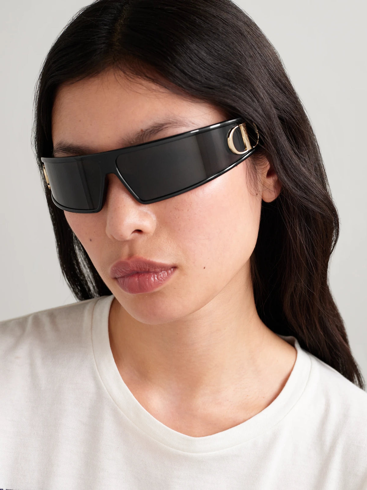 Image of Sunglasses. Product name - Verydior M1u Wrap-around Acetate Sunglasses in Black colour by brand - DIOR Eyewear
