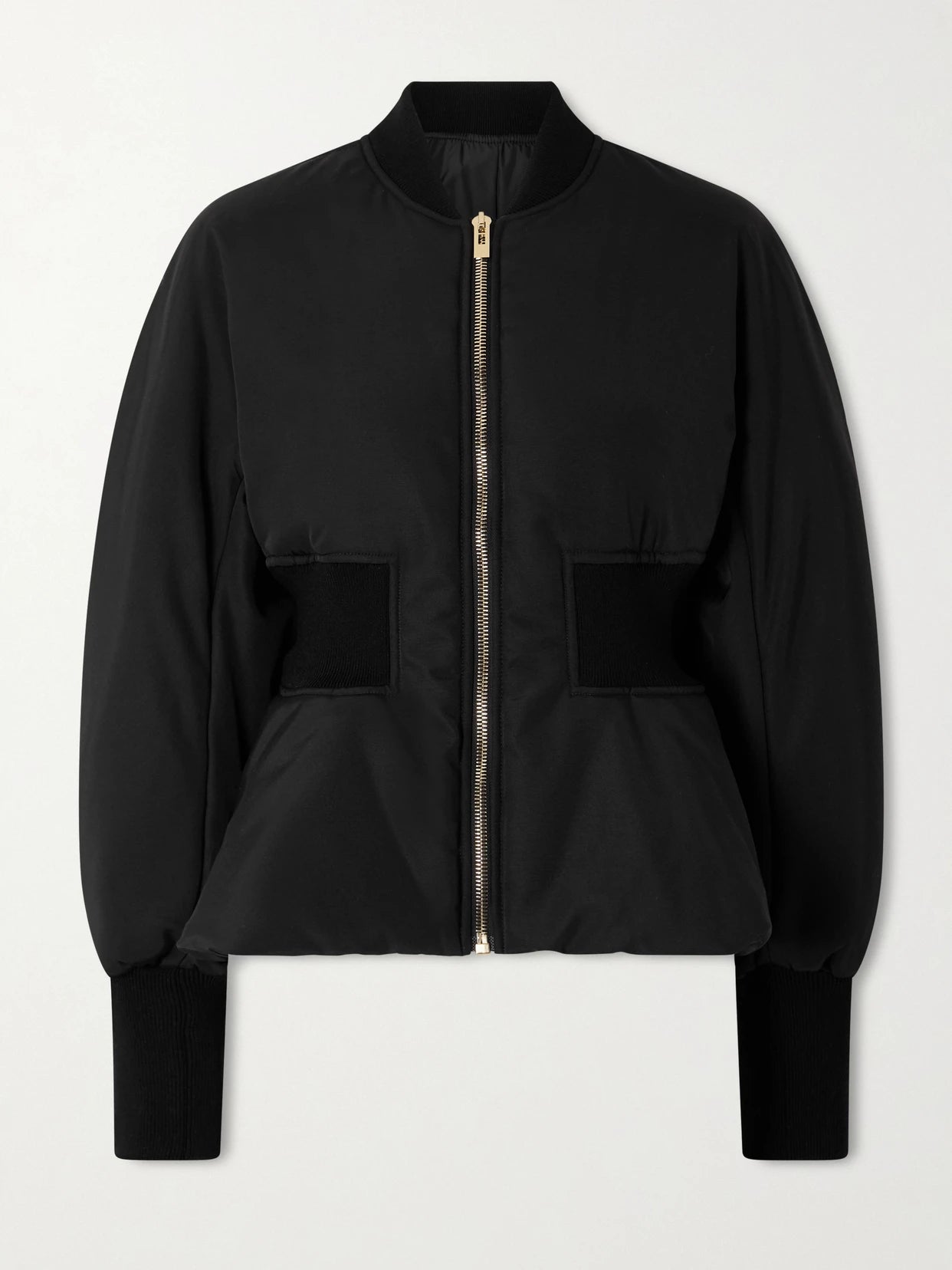 Image of Coats & Jackets. Product name - Peplum Shell Bomber Jacket in Black colour by brand - Alaïa