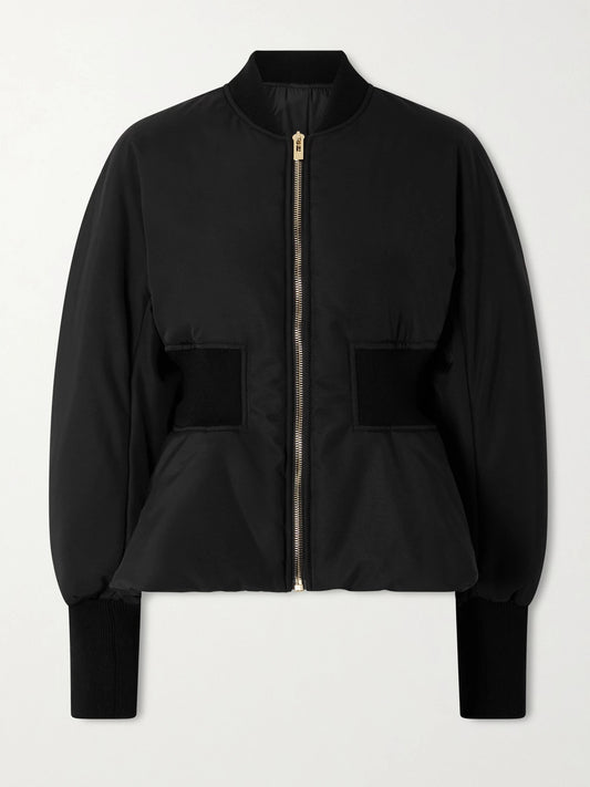Image of Coats & Jackets. Product name - Peplum Shell Bomber Jacket in Black colour by brand - Alaïa