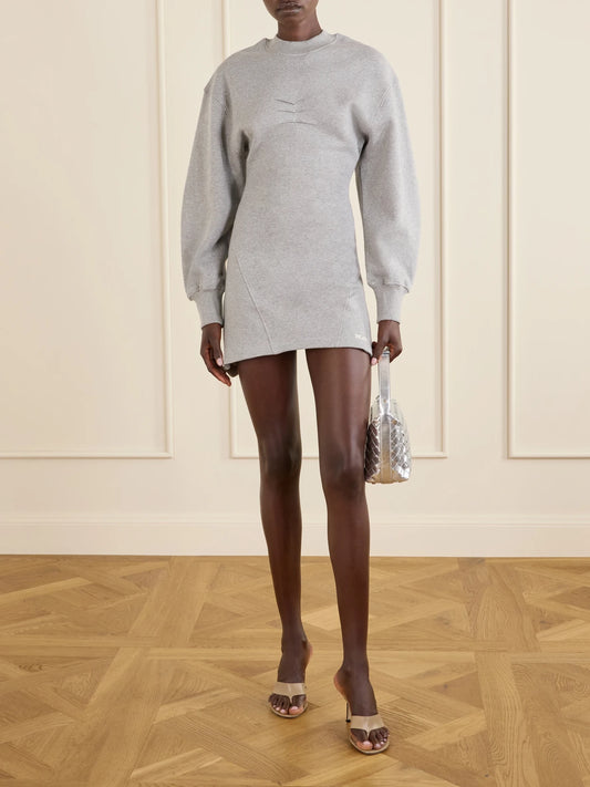 Image of Dresses. Product name - Cotton-jersey Mini Dress in Gray colour by brand - The Attico