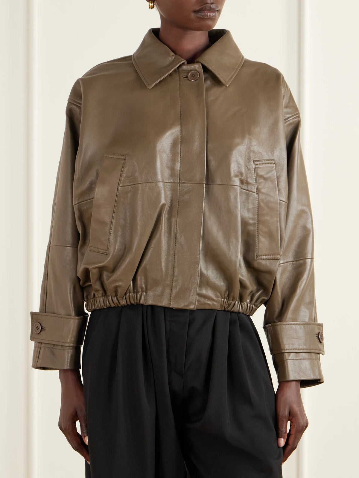 RÓHE Gathered Leather Jacket