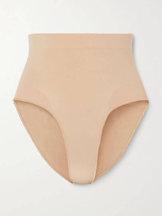 Image of Lingerie. Product name - Seamless Sculpt Mid Waist Brief - Clay in Beige colour by brand - SKIMS