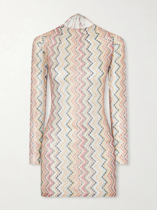 Image of Dresses. Product name - Striped Mesh Coverup in Multi colour by brand - Missoni