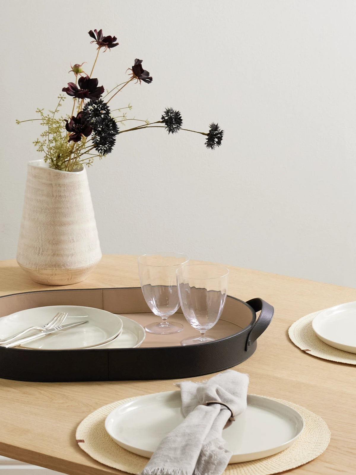 Image of Decor. Product name - Panama Leather Tray in Black colour by brand - Smythson