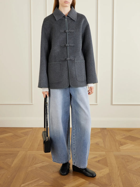 Image of Coats & Jackets. Product name - Brushed Wool And Cashmere-blend Jacket in Dark gray colour by brand - RÓHE