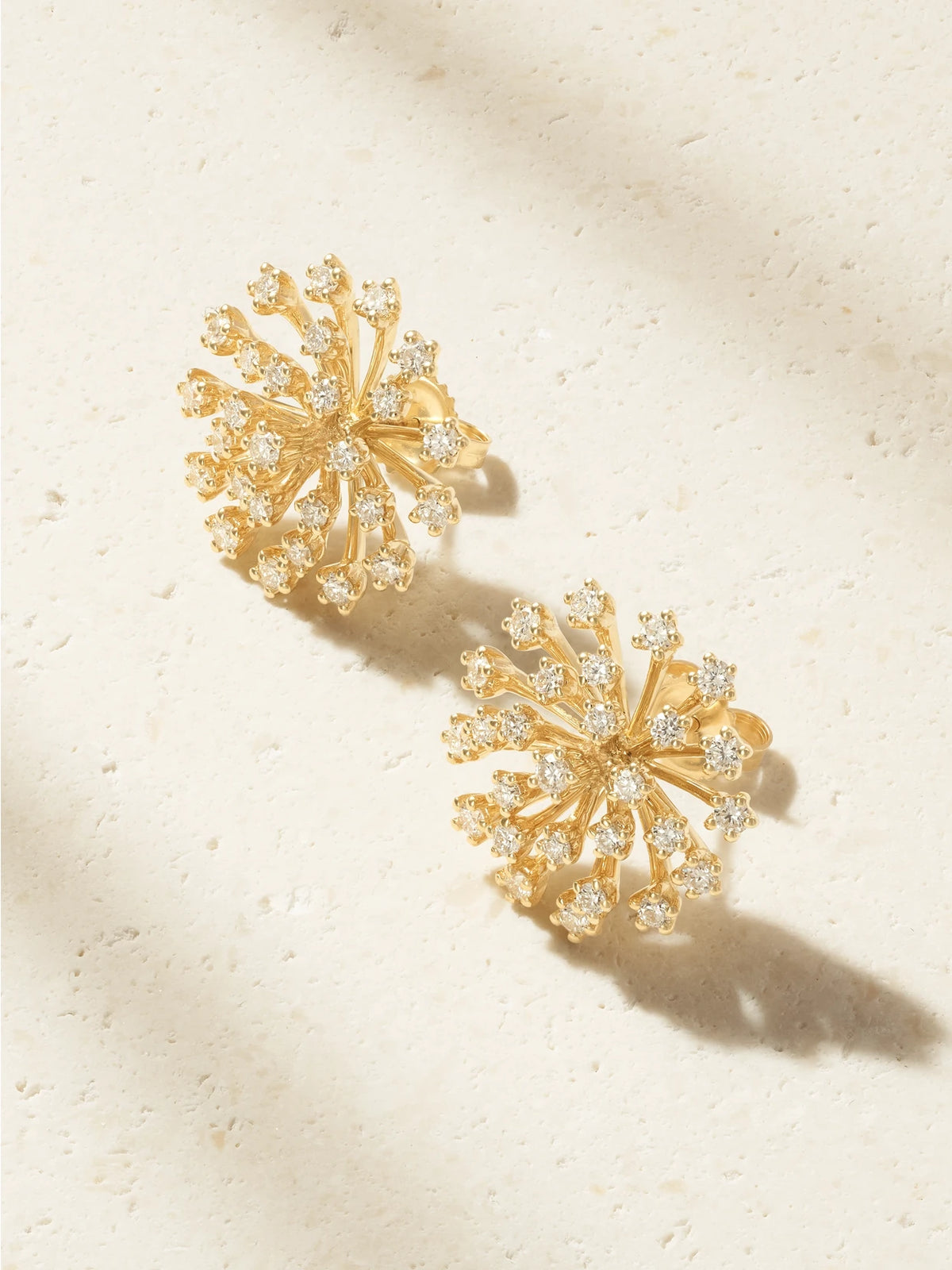Burst Flower 14-karat Gold Diamond Earrings
