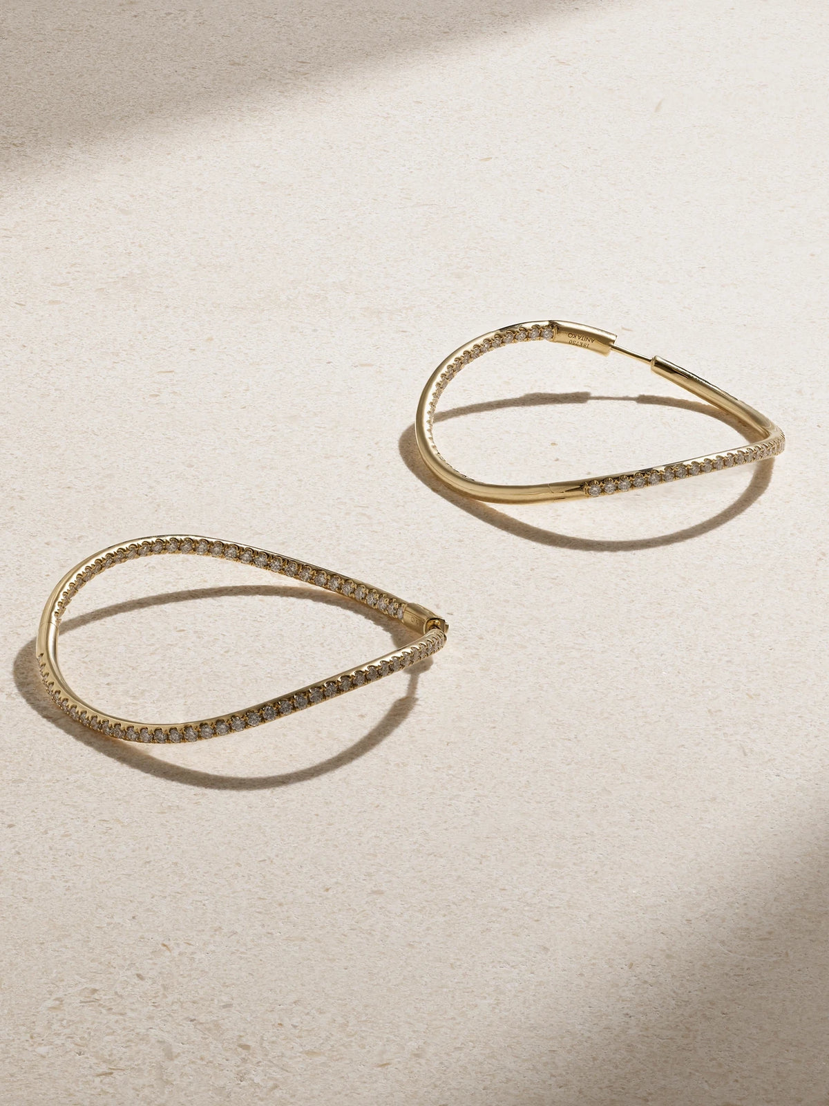 Twisted 18-karat Gold Diamond Hoop Earrings