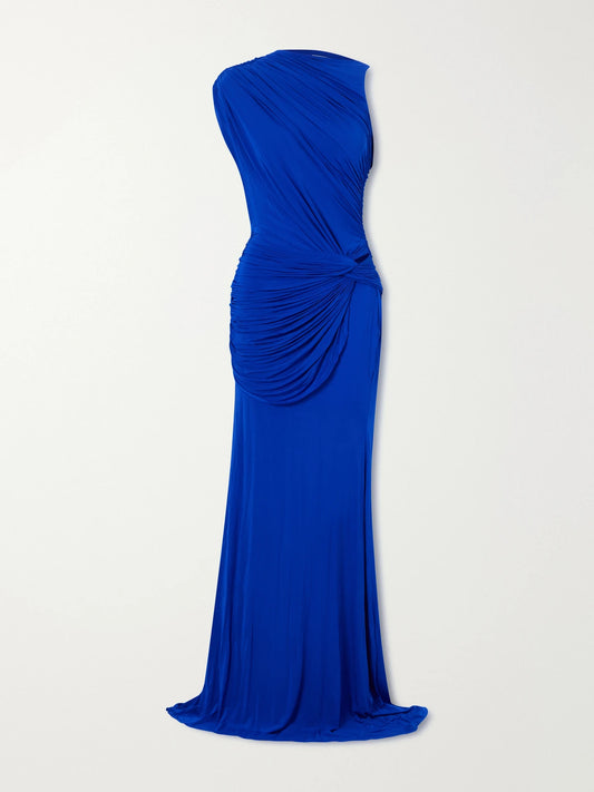 Alex Perry Asymmetric Gathered Stretch-jersey Gown
