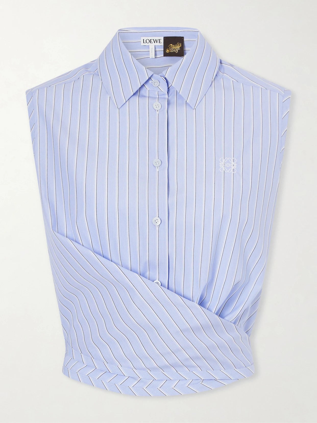 + Paula's Ibiza Anagram Appliquéd Striped Cotton-popeline Top