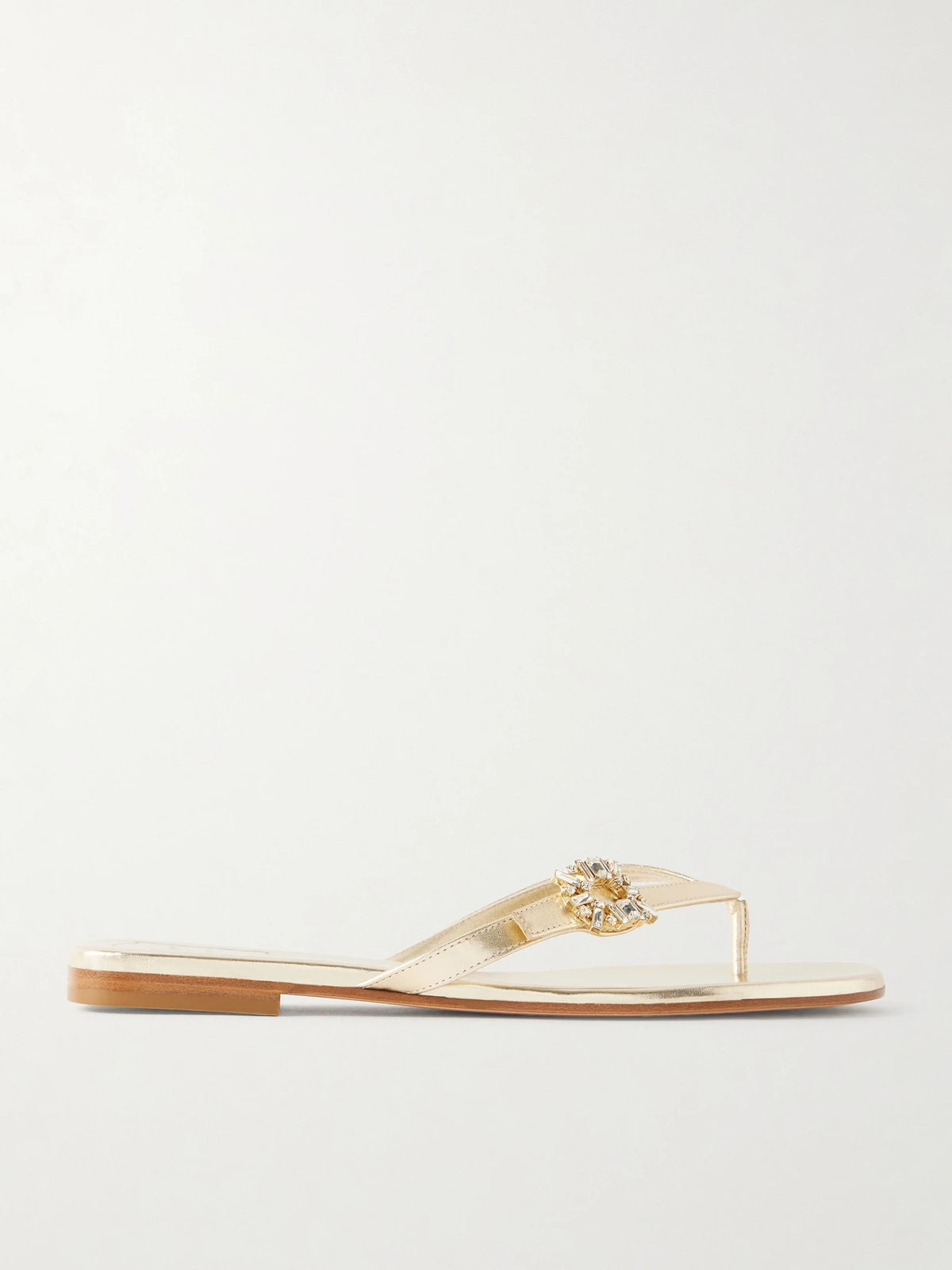 Strass B Crystal-embellished Metallic Leather Sandals