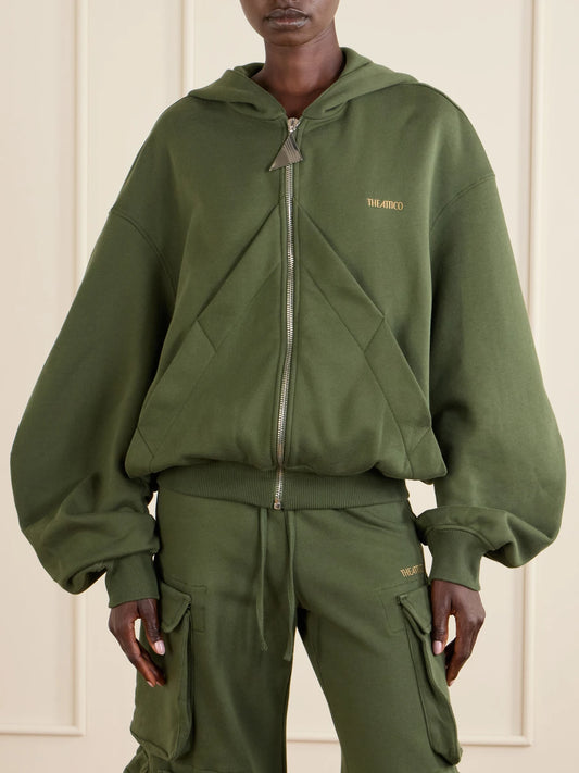 The Attico Cotton-jersey Zip-up Hoodie