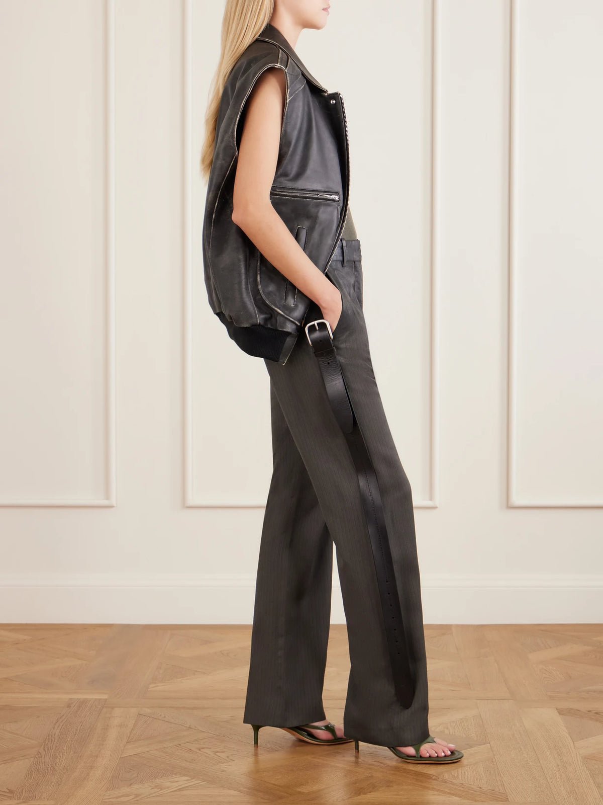 Image of Heels. Product name - Patent-leather Sandals in Green colour by brand - Acne Studios