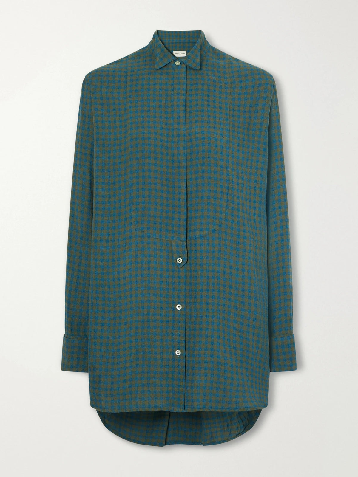 Dries Van Noten Paneled Checked Crepe Shirt