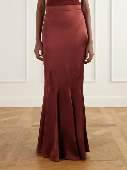 Max Mara Tabarin Pleated Silk-satin Maxi Skirt