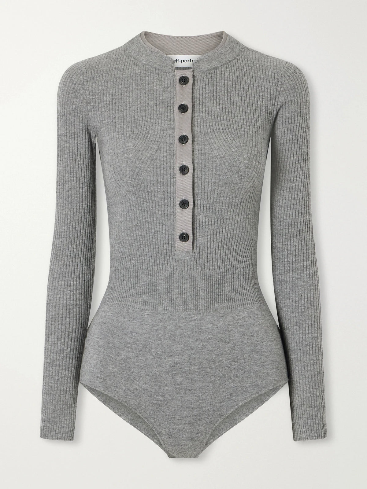 Self-Portrait Ribbed Wool-blend Bodysuit
