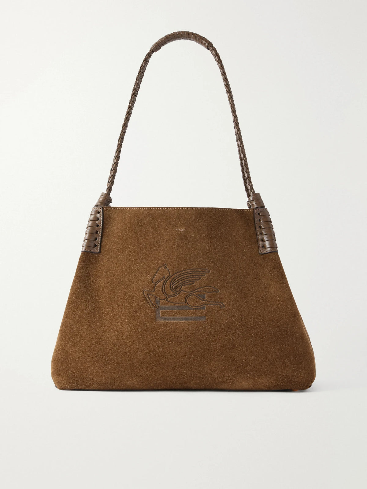 Libra Logo-debossed Leather-trimmed Suede Tote