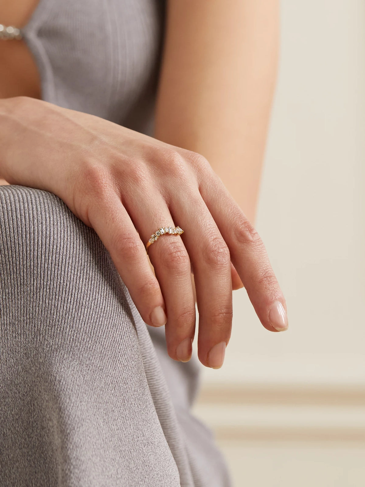 Image of Rings. Product name - Wave 18-karat White Gold Diamond Ring in Multi colour by brand - Ileana Makri