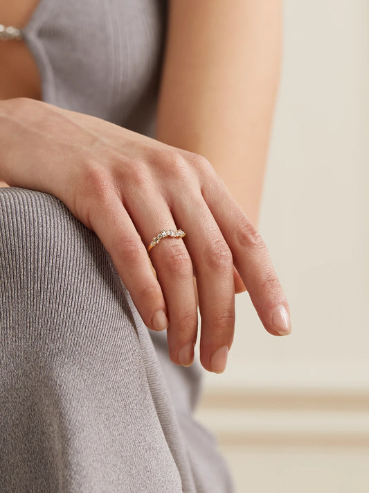 Image of Rings. Product name - Wave 18-karat White Gold Diamond Ring in Multi colour by brand - Ileana Makri