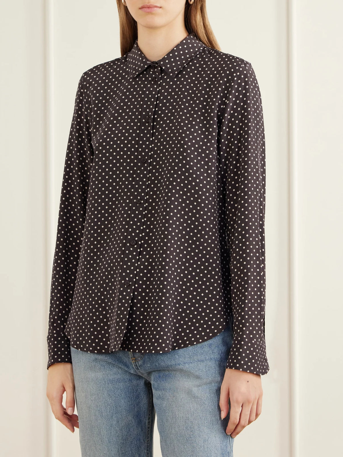 Nili Lotan Gaia Polk-dot Silk-crepe De Chine Shirt
