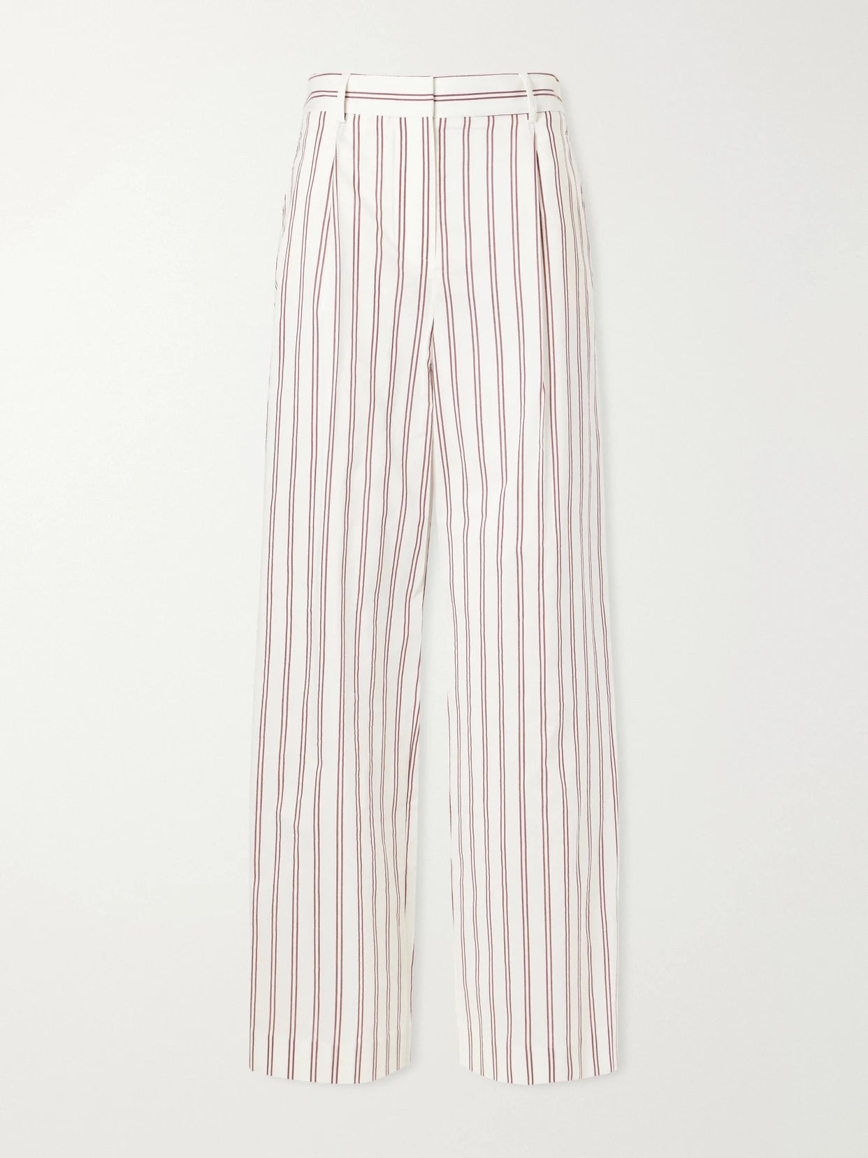 Hudson St Pleated Striped Cotton And Silk-blend Wide-leg Pants