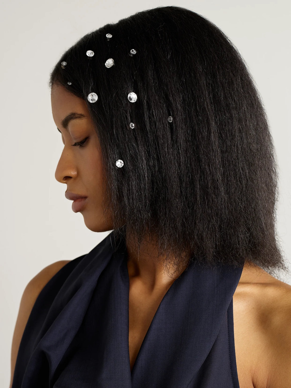 Image of Accessories. Product name - Kira Set Of 10 Crystal Hair Magnets in Silver colour by brand - Jennifer Behr