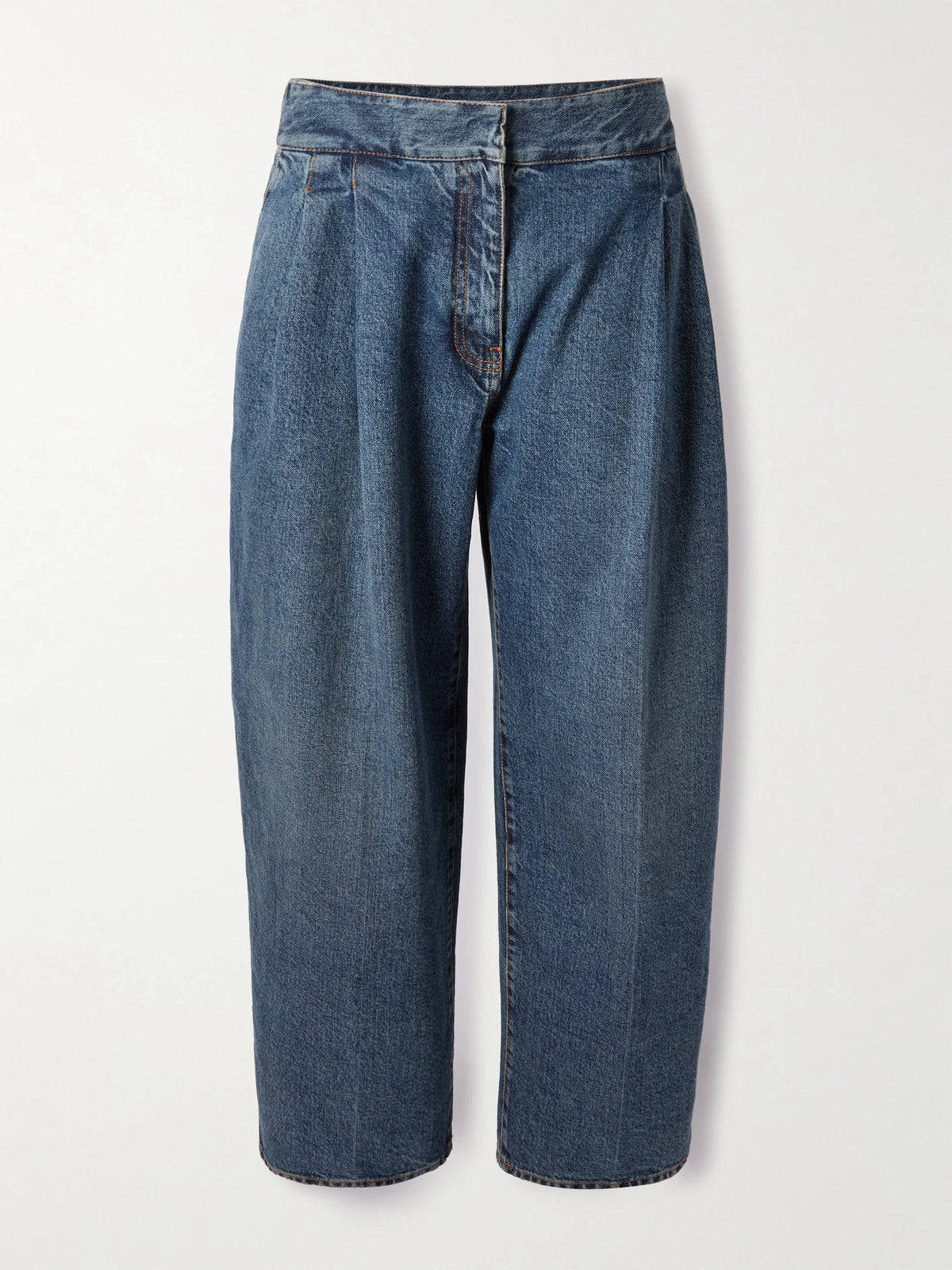 Pleated Straight-leg Jeans