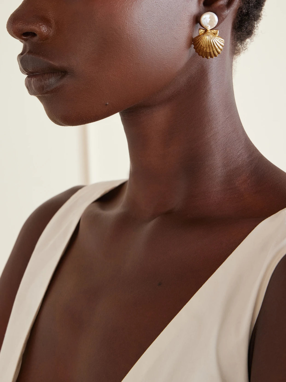Image of Earrings. Product name - Laguna Gold-tone Pearl-effect Embellished Earrings in Multi colour by brand - Jennifer Behr