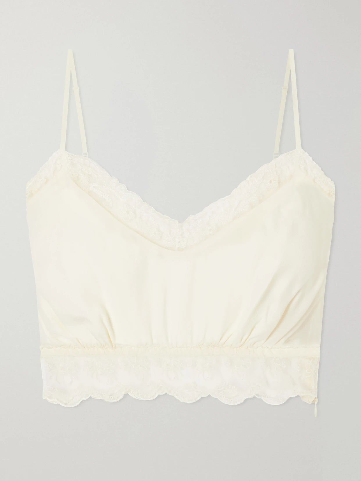 Lace-trimmed Crepe De Chine Bralette