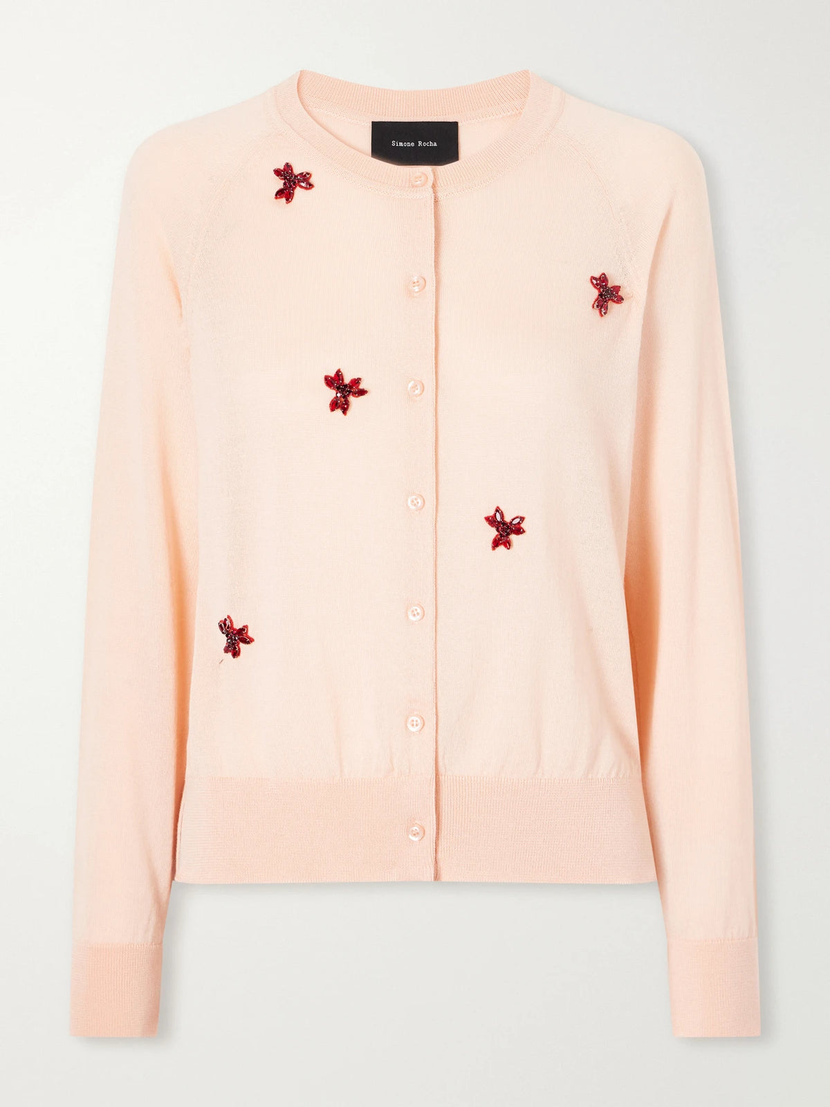 Simone Rocha Crystal-embellished Wool And Silk-blend Cardigan