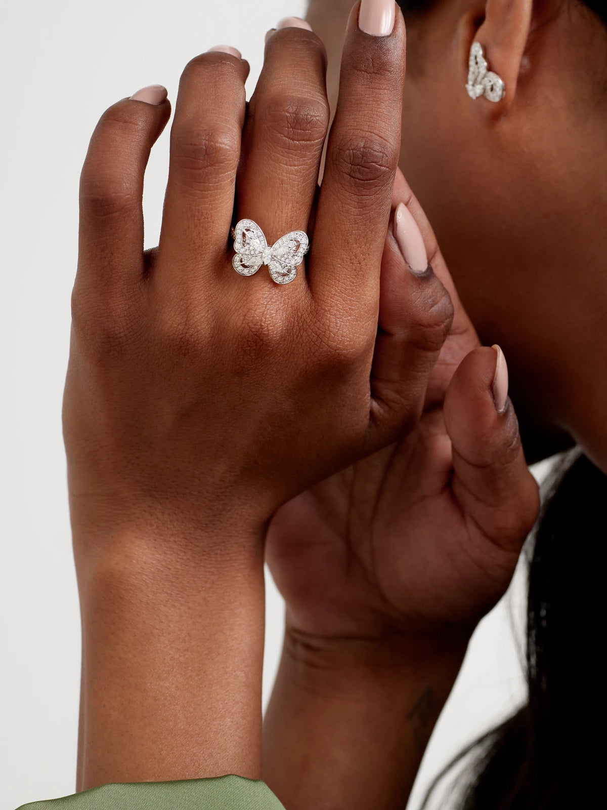 Image of Rings. Product name - Portraits Of Nature Butterfly 18-karat White Gold Diamond Ring in Multi colour by brand - De Beers London