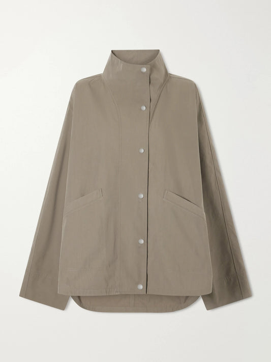Image of Coats & Jackets. Product name - Cotton-blend Shell Jacket in Gray colour by brand - TOTEME