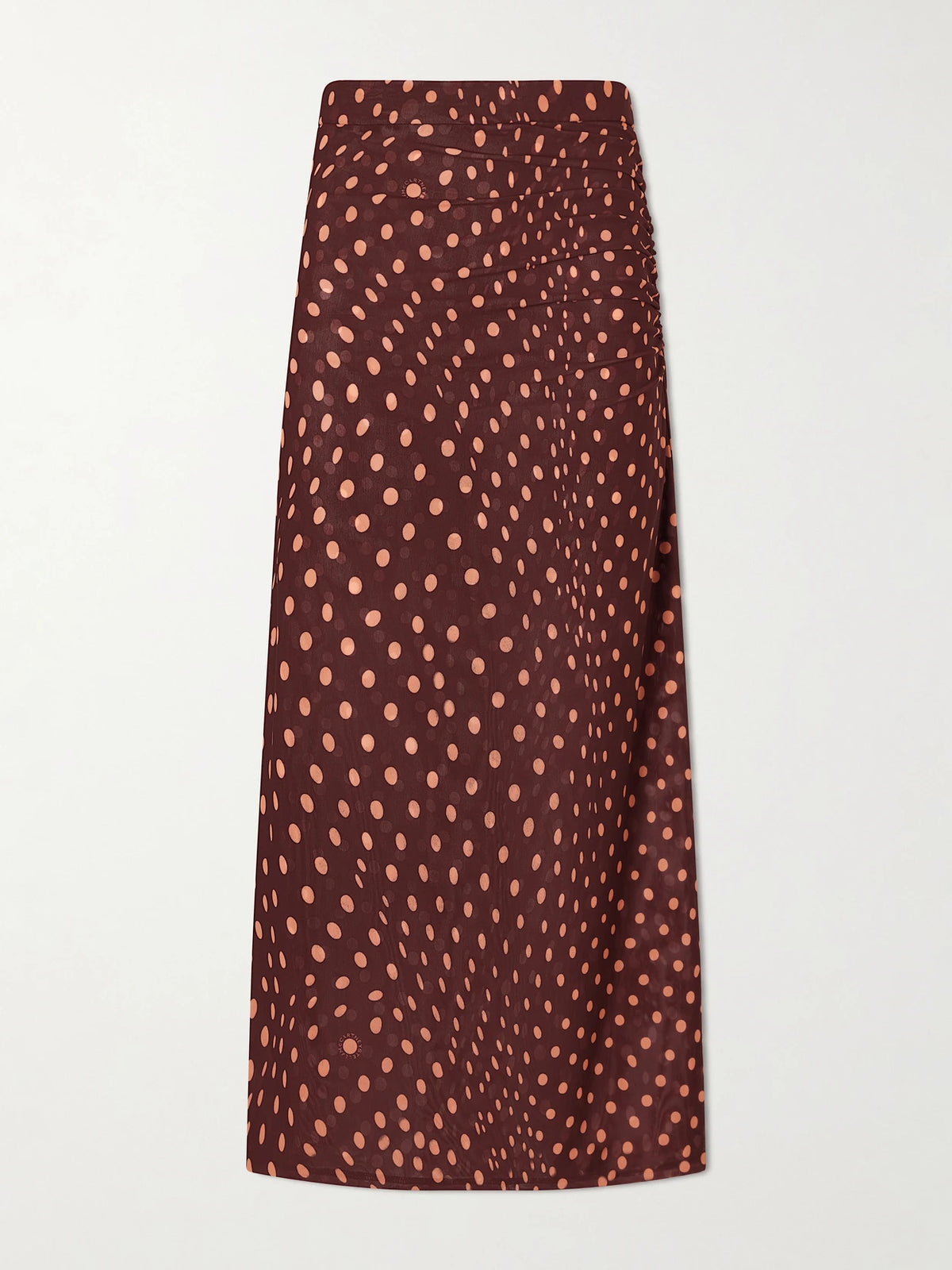 Stella McCartney Gathered Polka-dot Mesh Midi Skirt