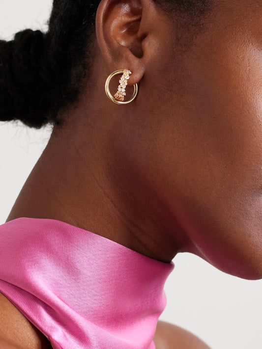 Image of Earrings. Product name - Scatter Mini 18-karat Gold Diamond Hoop Earrings in Multi colour by brand - Ananya