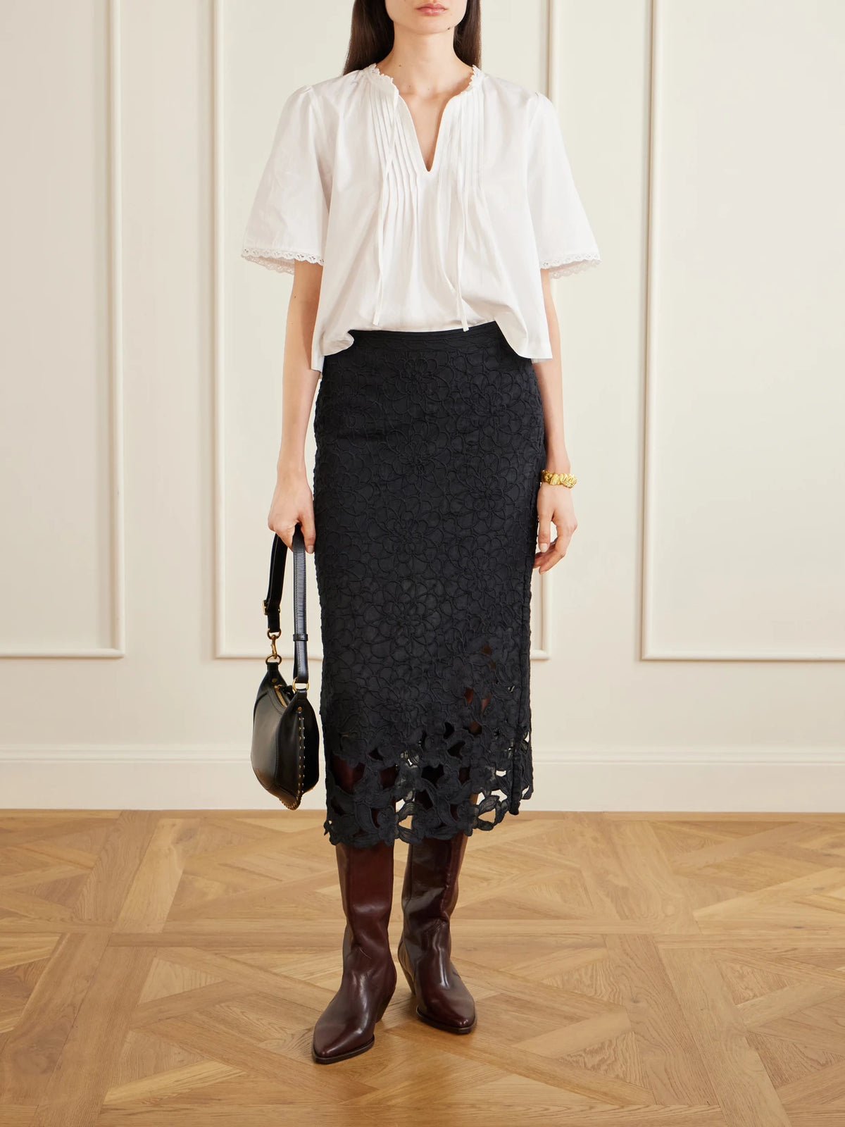 Image of Boots. Product name - Denvee Leather Boots in Burgundy colour by brand - ISABEL MARANT
