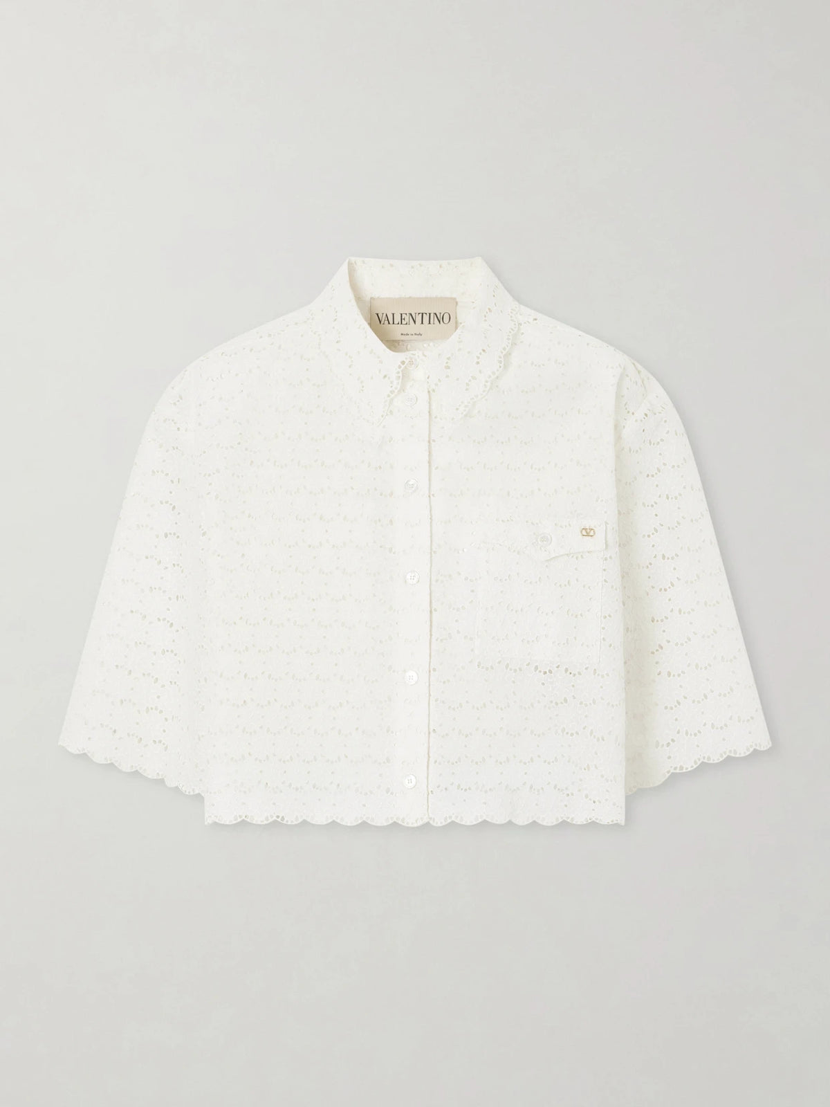 Mossi Logo-embellished Cropped Broderie Anglaise Cotton Blouse